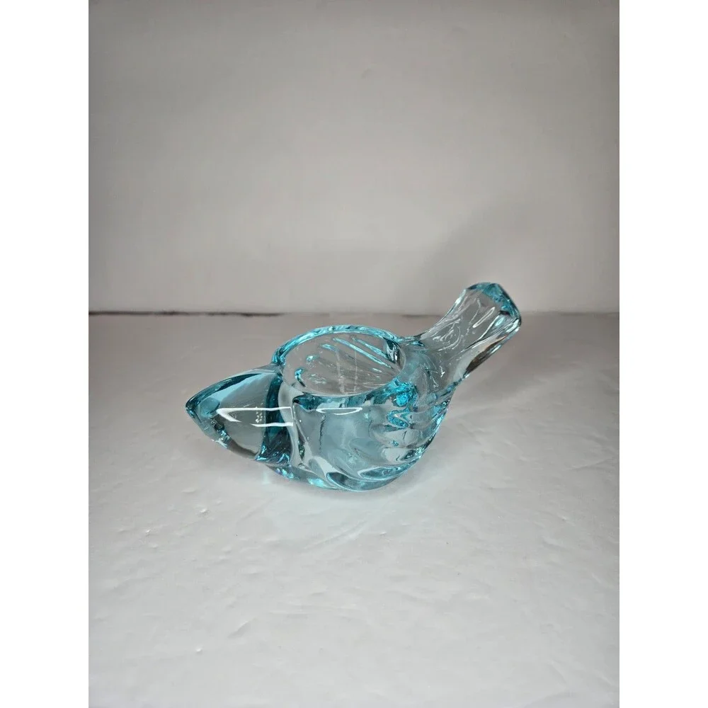 Art Glass Blown Blue Bird Votive/candle Holder Turquoise Spring Easter Decor